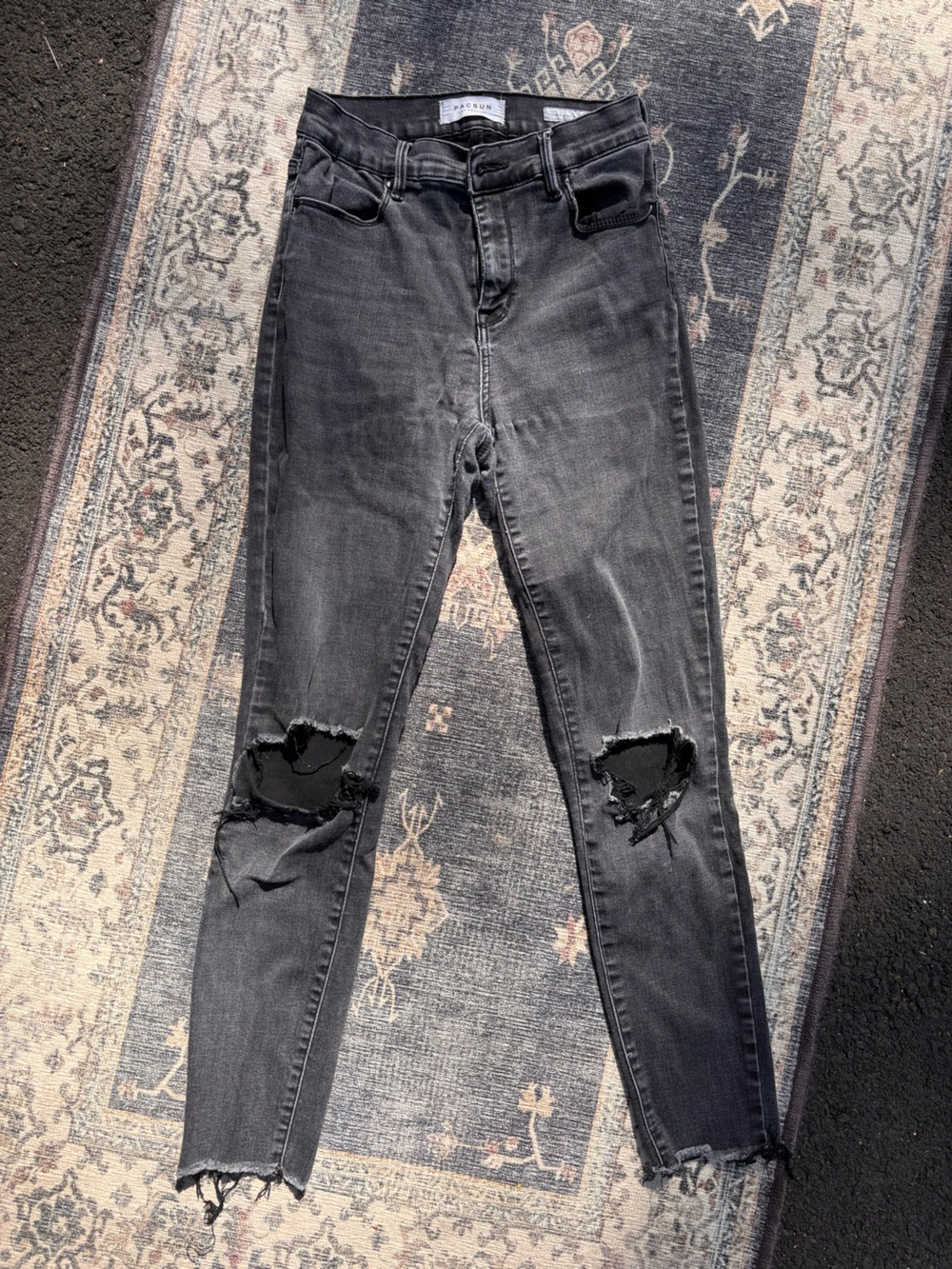 PacSun | Black Distressed High-Waist Skinny Ankle Jeans | Size 27